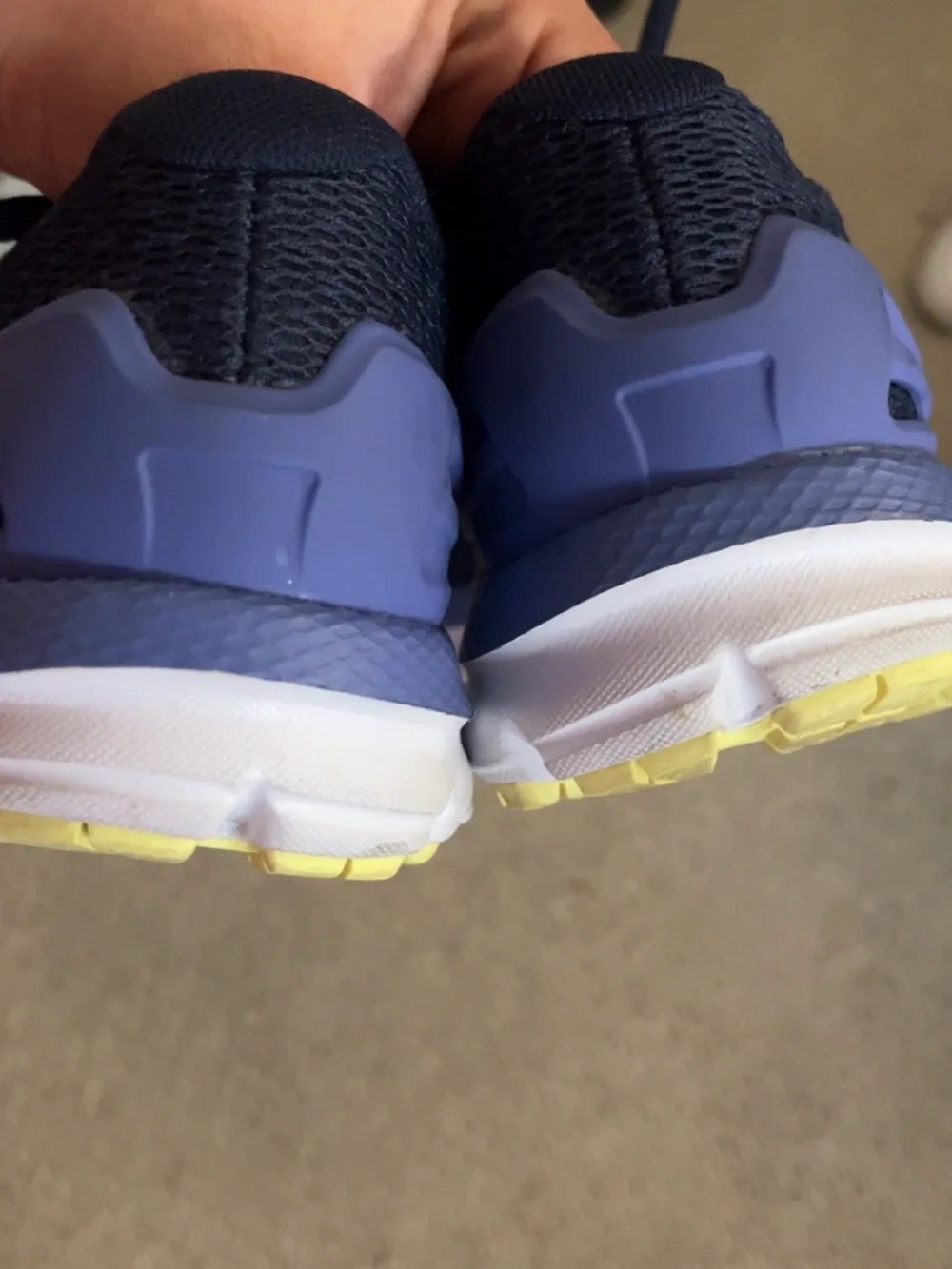 Under Armour womens Navy and Yellow Lace-Up Athletic Sneakers